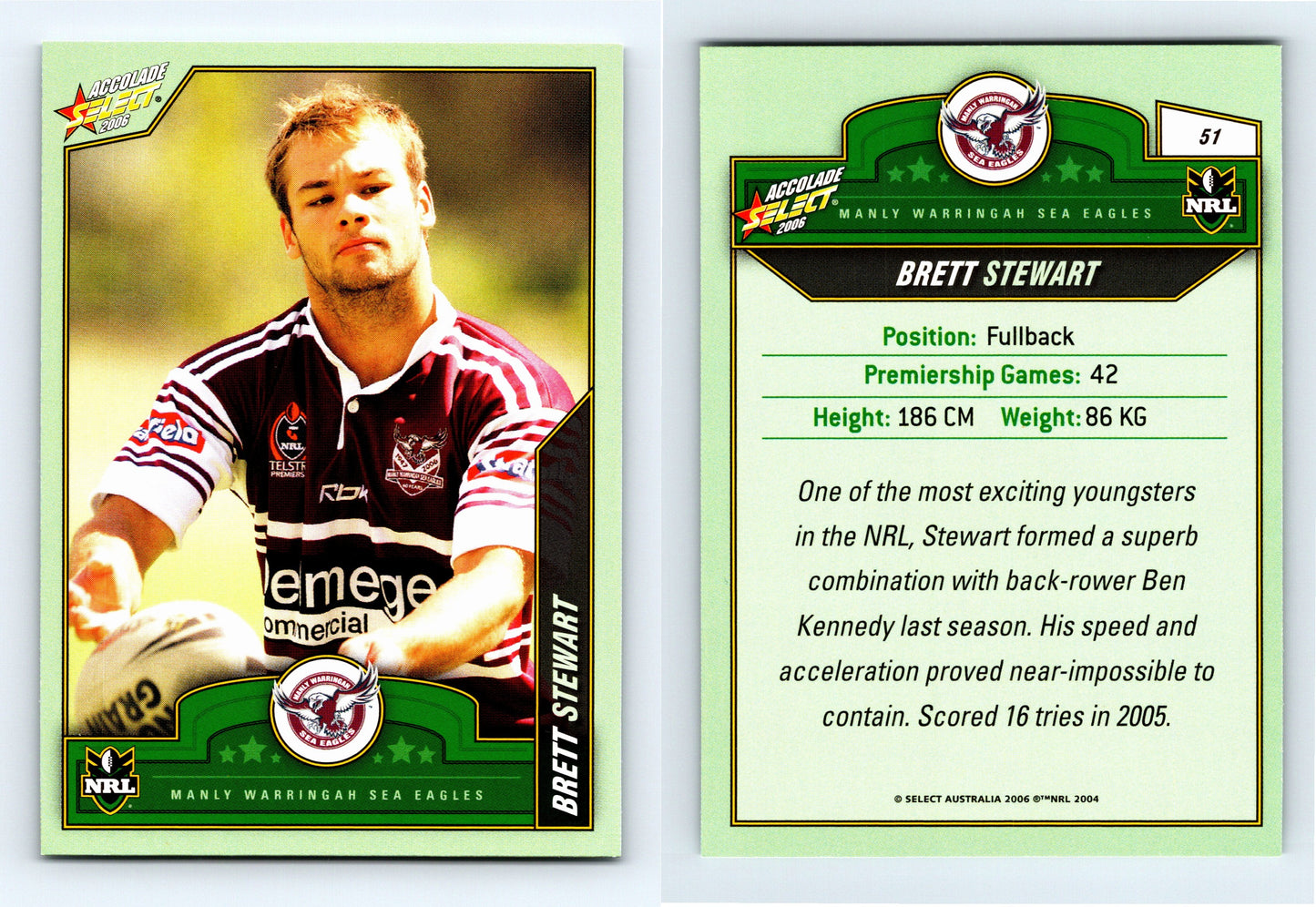 #51 BRETT STEWART 2006 Select NRL Accolade