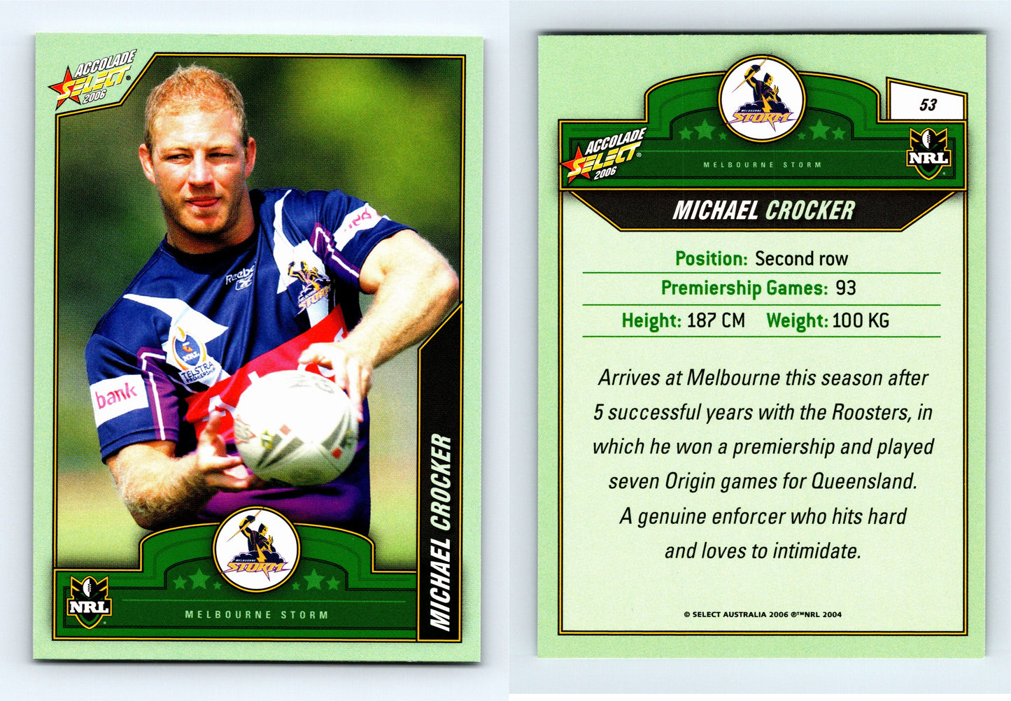 #53 MICHAEL CROCKER 2006 Select NRL Accolade