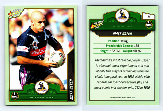 #54 MATT GEYER 2006 Select NRL Accolade