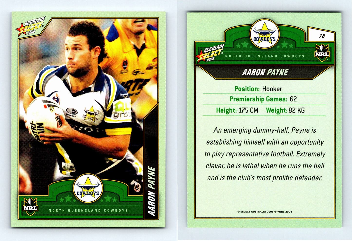 #78 AARON PAYNE 2006 Select NRL Accolade