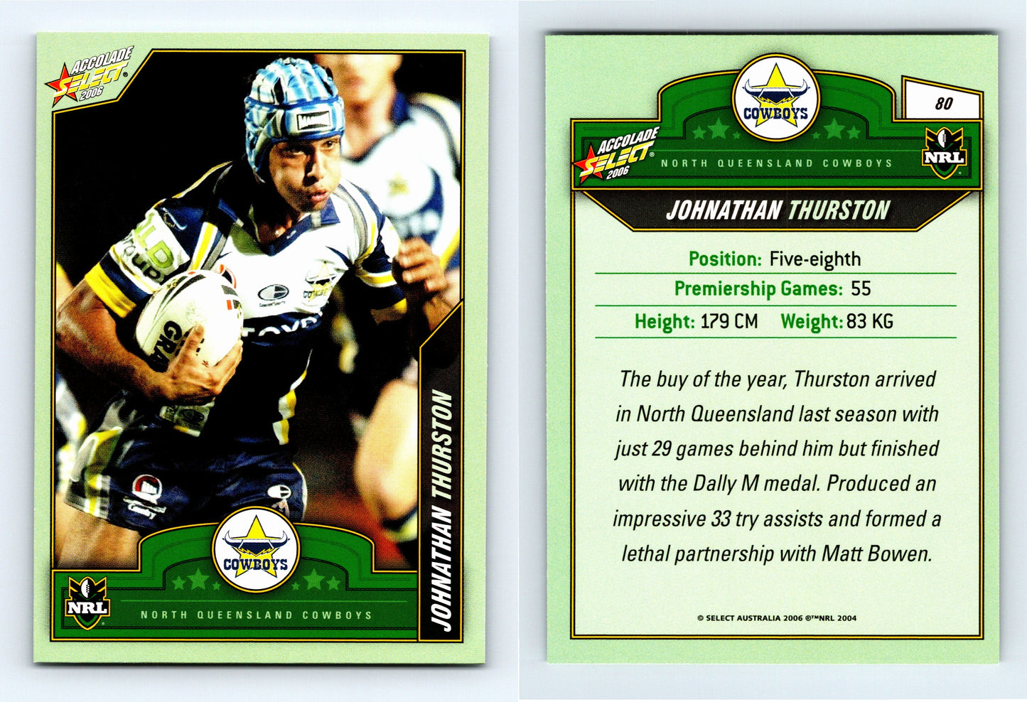 #80 JOHNATHAN THURSTON 2006 Select NRL Accolade