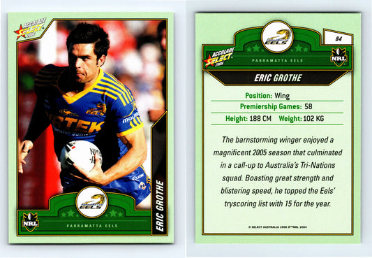 #84 ERIC GROTHE 2006 Select NRL Accolade