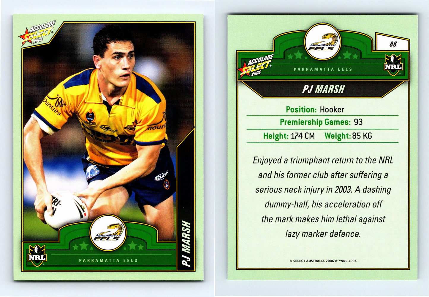 #86 PJ MARSH 2006 Select NRL Accolade