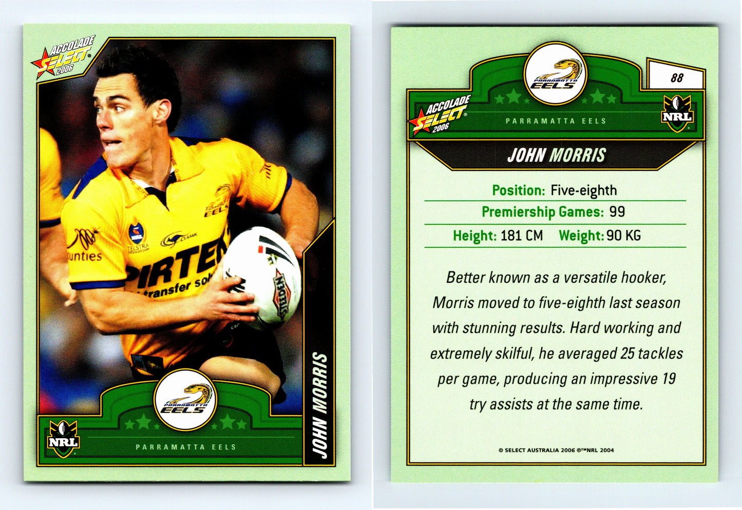 #88 JOHN MORRIS 2006 Select NRL Accolade