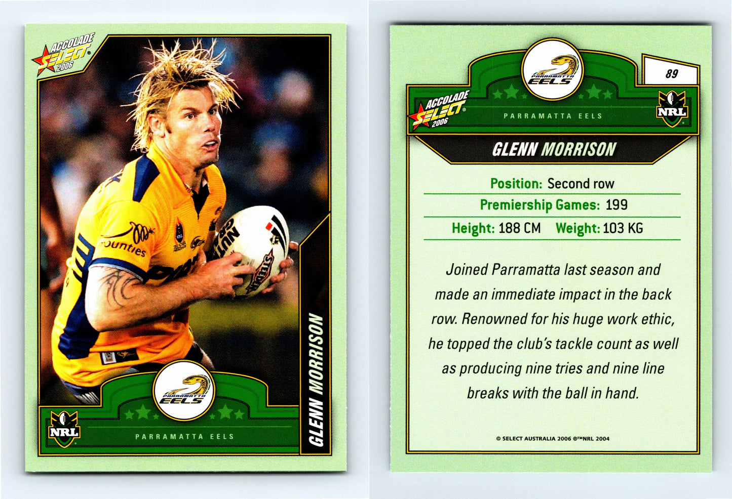 #89 GLENN MORRISON 2006 Select NRL Accolade