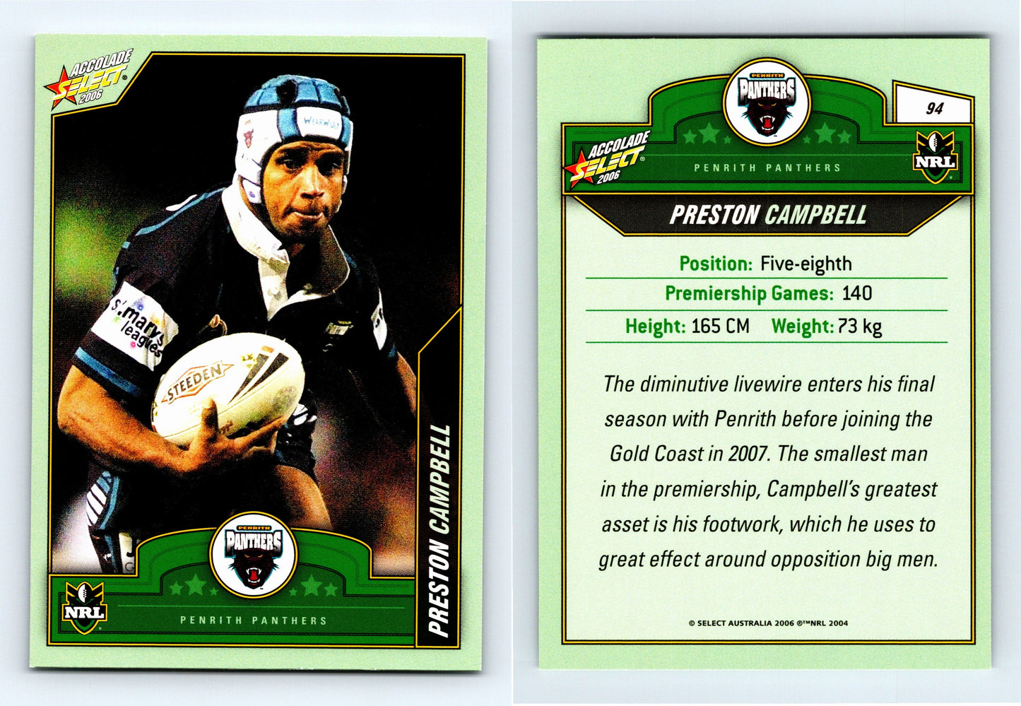 #94 PRESTON CAMPBELL 2006 Select NRL Accolade