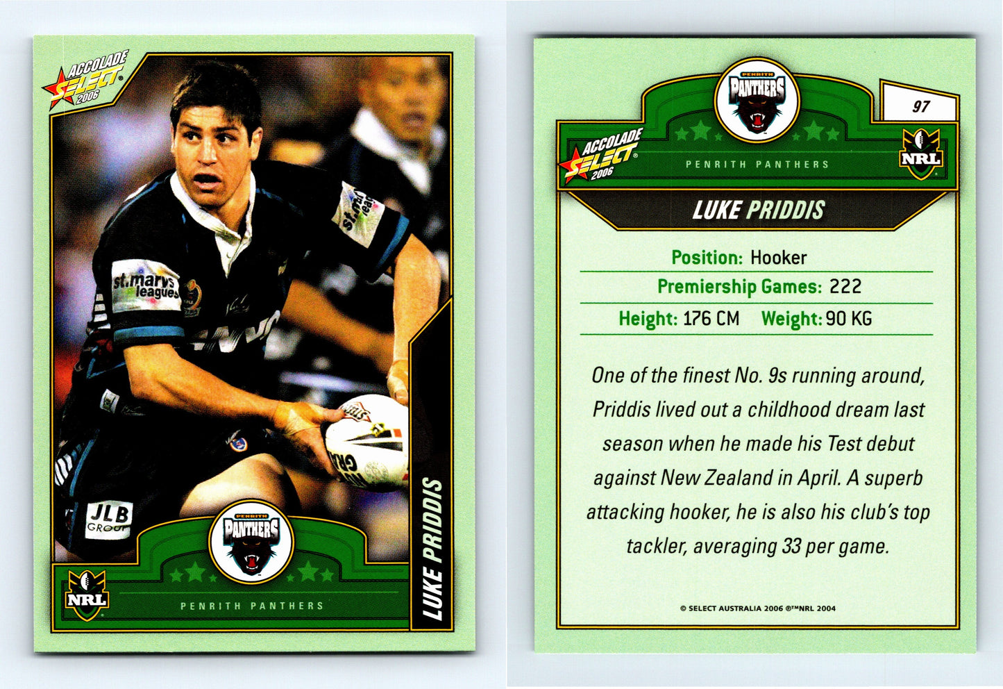 #97 LUKE PRIDDIS 2006 Select NRL Accolade