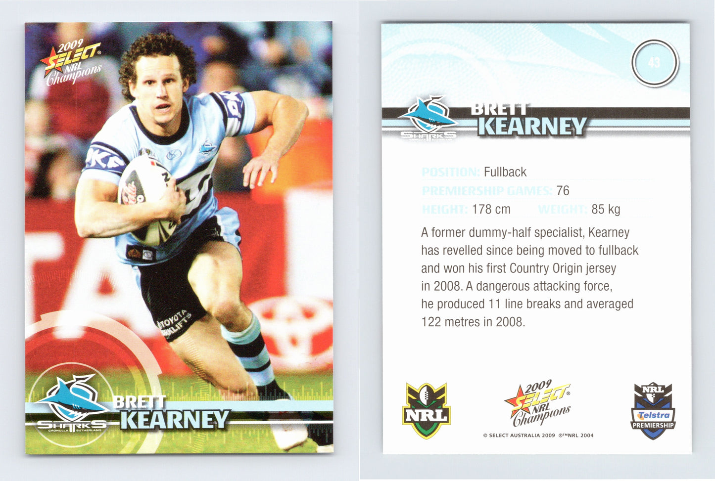 #43 BRETT KEARNEY 2009 Select NRL Champions