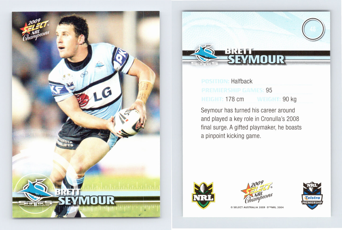 #46 BRETT SEYMOUR 2009 Select NRL Champions