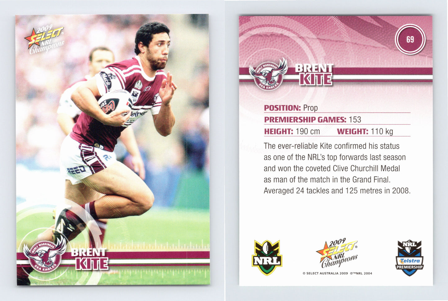 #69 BRENT KITE 2009 Select NRL Champions