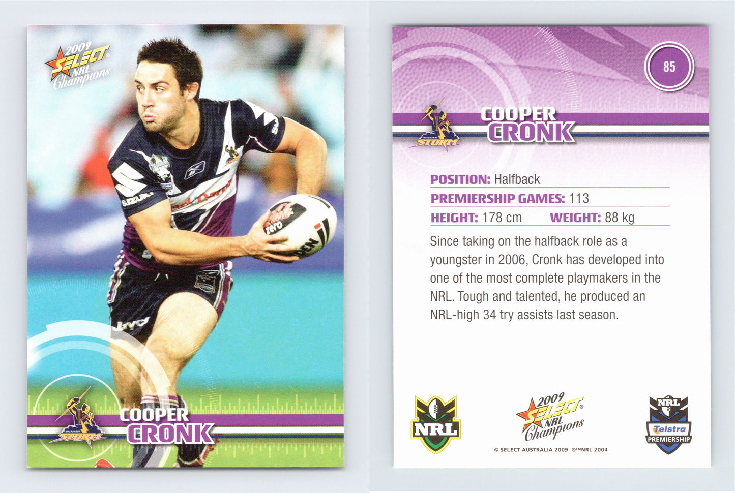 #85 COOPER CRONK 2009 Select NRL Champions