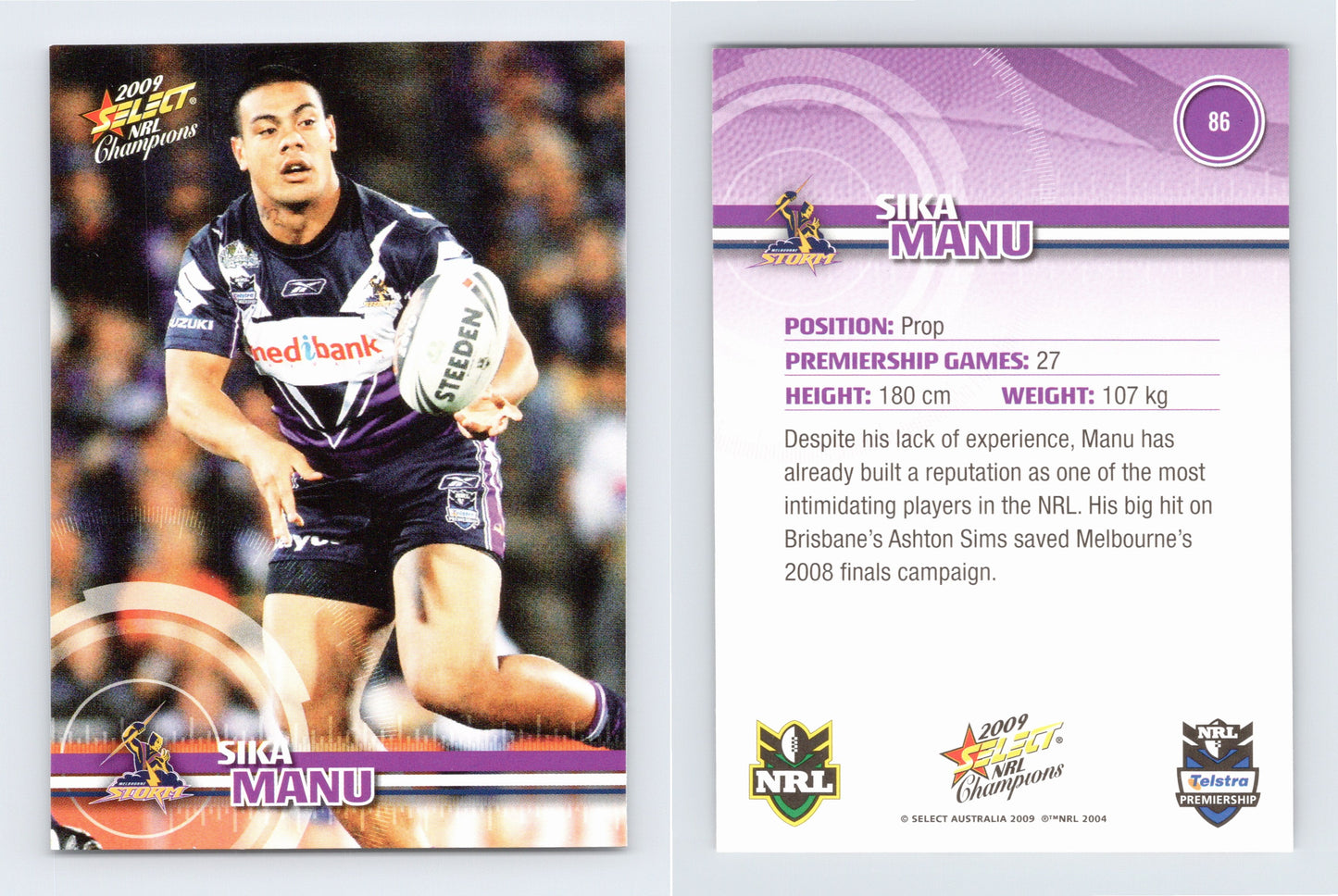 #86 SIKA MANU 2009 Select NRL Champions