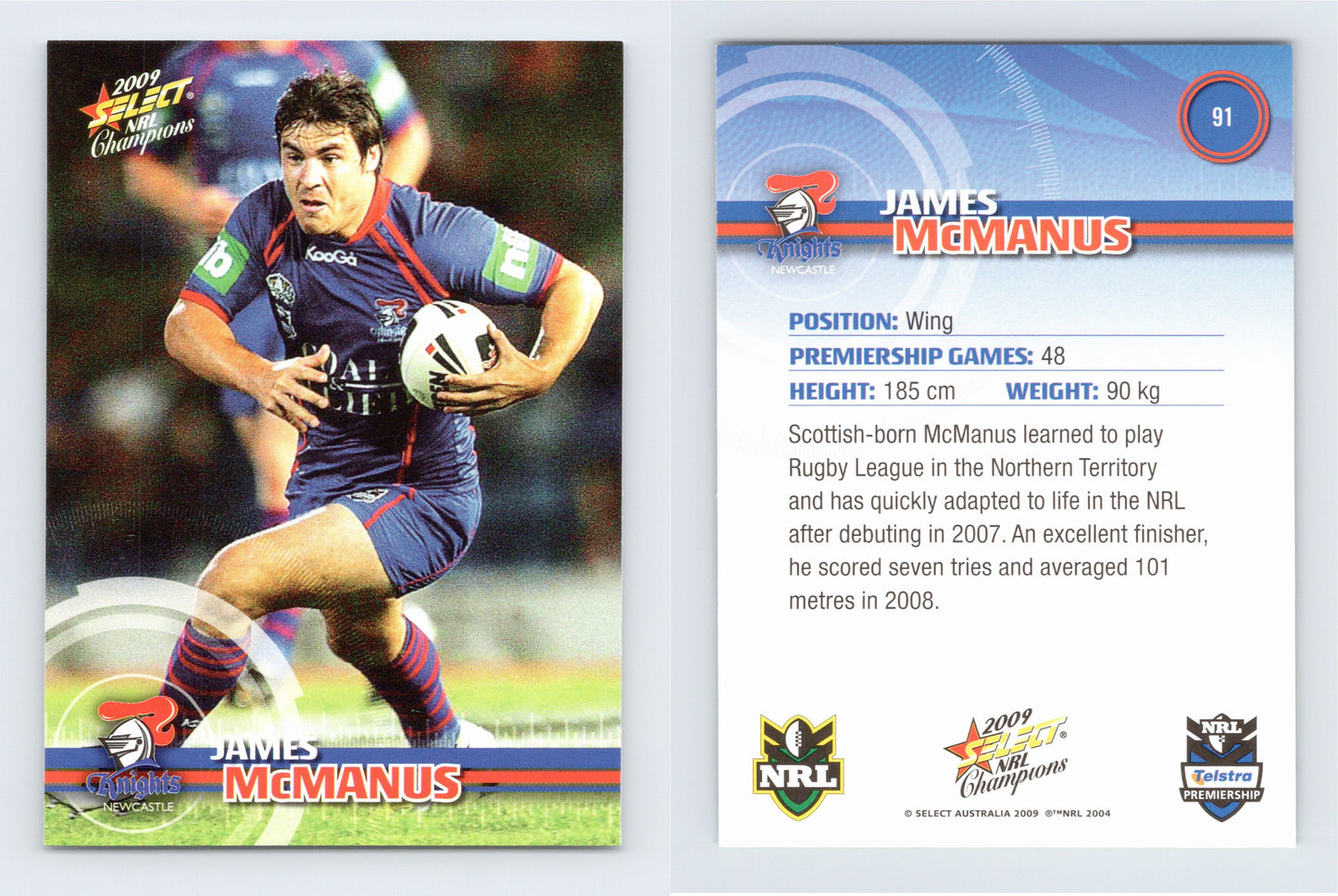 #91 JAMES McMANUS 2009 Select NRL Champions