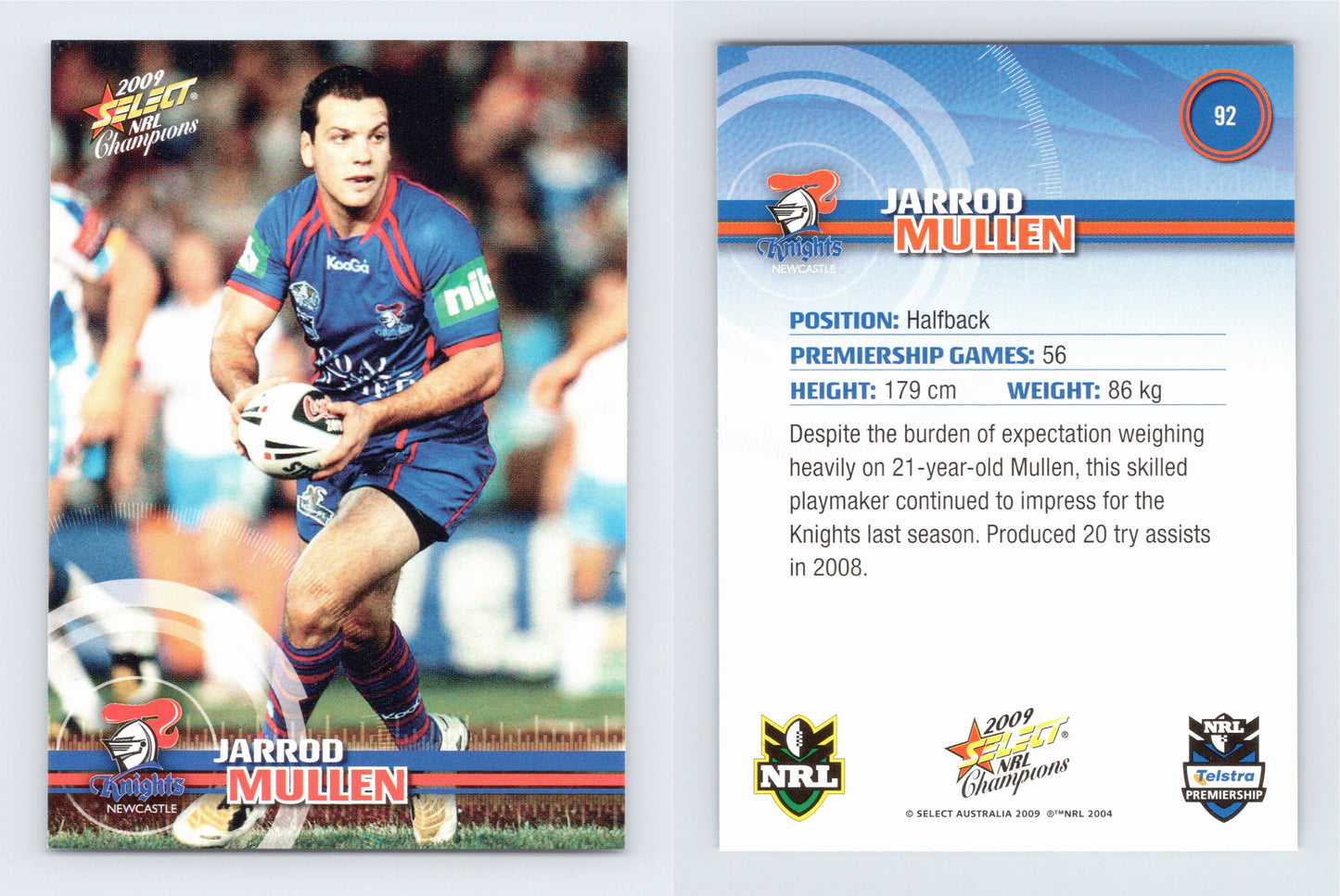 #92 JARROD MULLEN 2009 Select NRL Champions