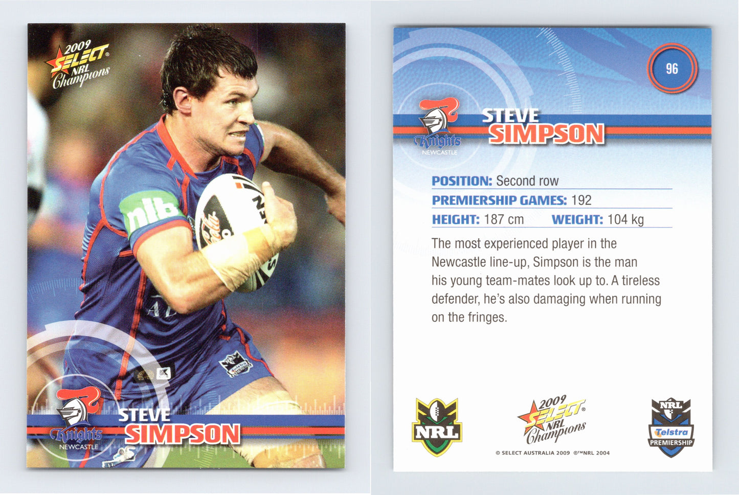 #96 STEVE SIMPSON 2009 Select NRL Champions