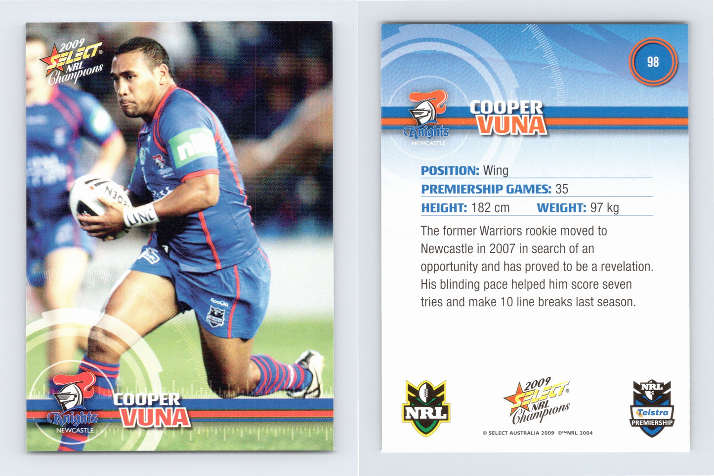 #98 COOPER VUNA 2009 Select NRL Champions