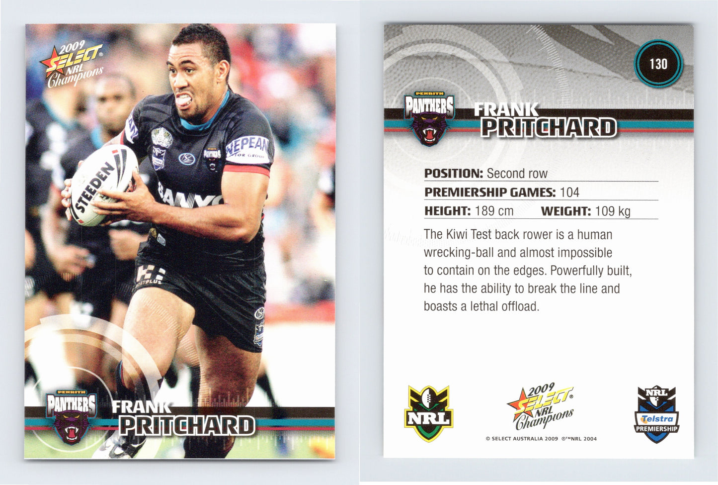 #130 FRANK PRITCHARD 2009 Select NRL Champions