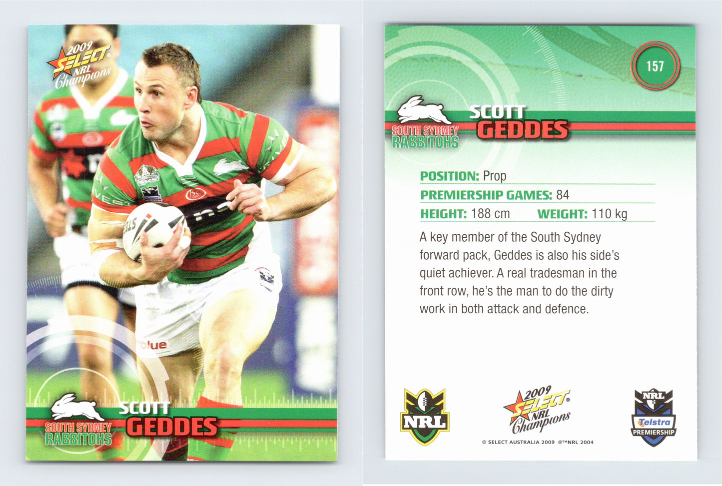 #157 SCOTT GEDDES 2009 Select NRL Champions