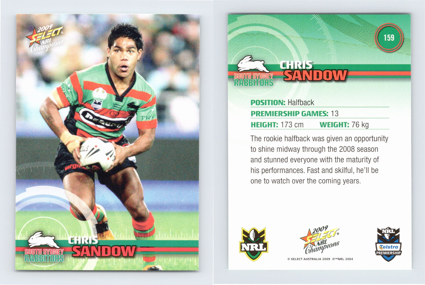 #159 CHRIS SANDOW 2009 Select NRL Champions