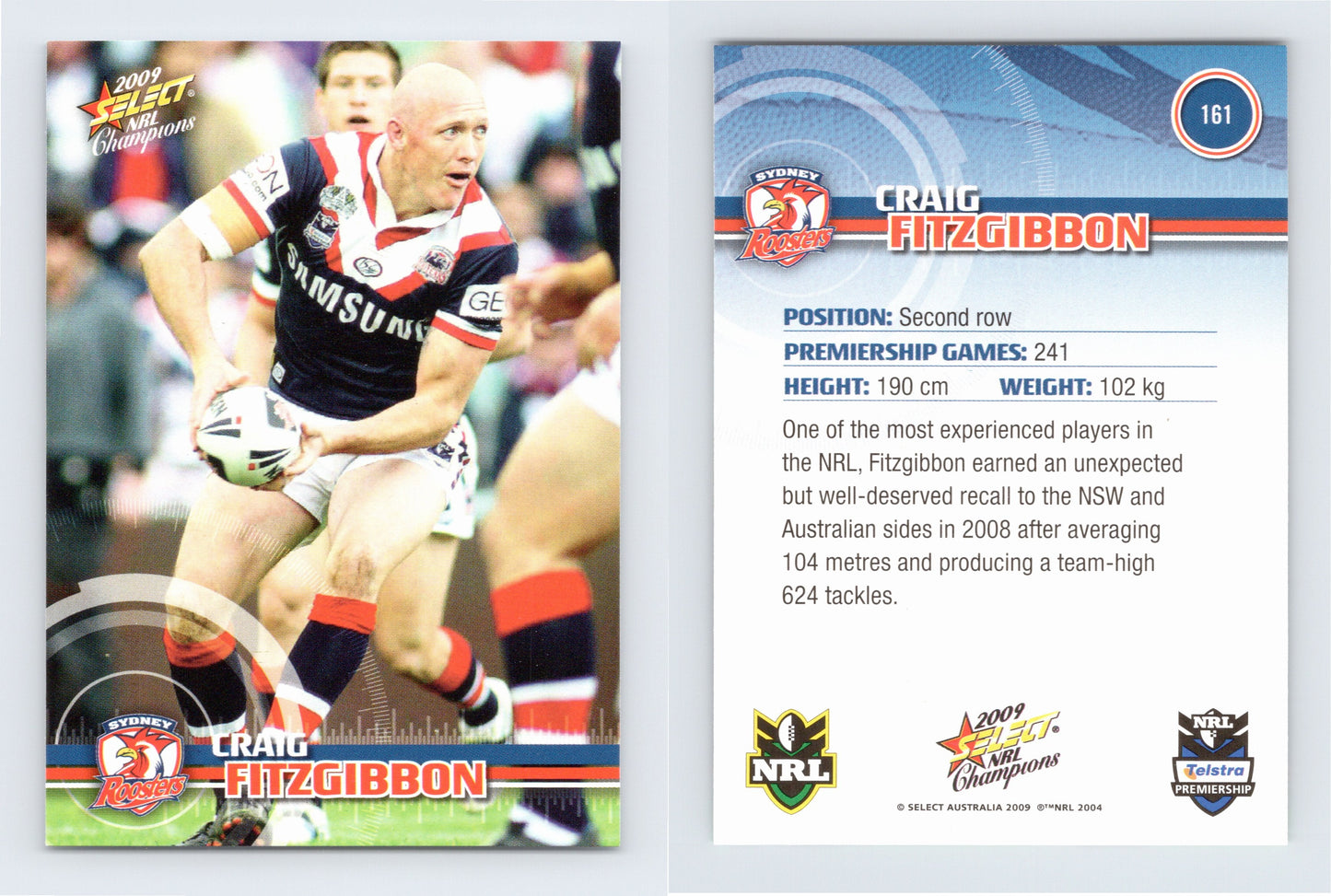 #161 CRAIG FITZGIBBON 2009 Select NRL Champions