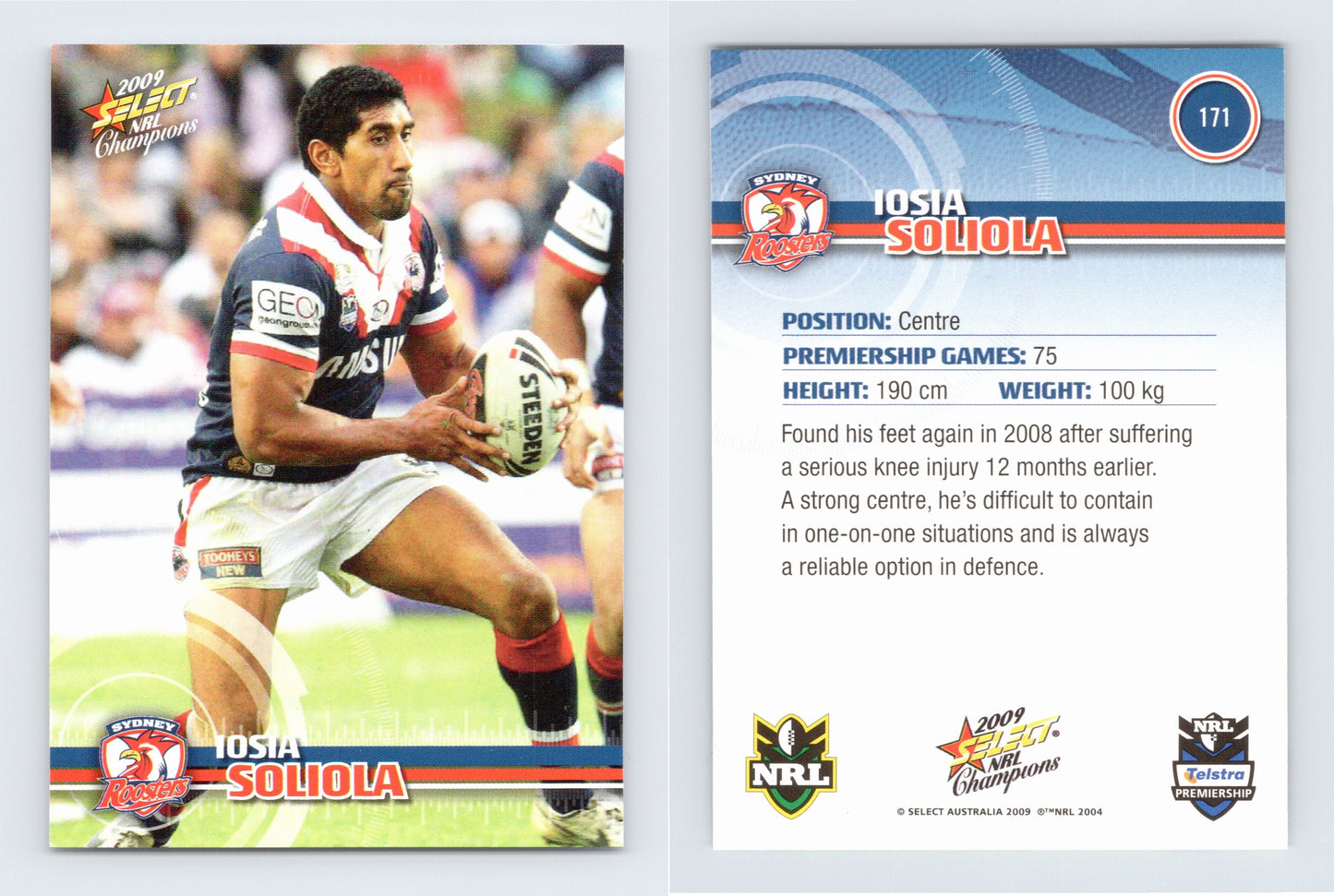 #171 IOSIA SOLIOLA 2009 Select NRL Champions