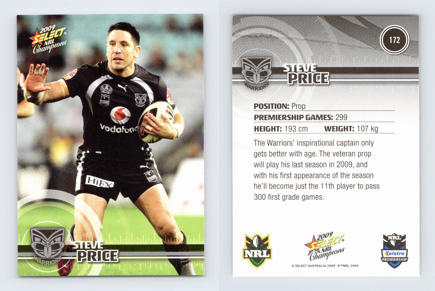 #172 STEVE PRICE 2009 Select NRL Champions