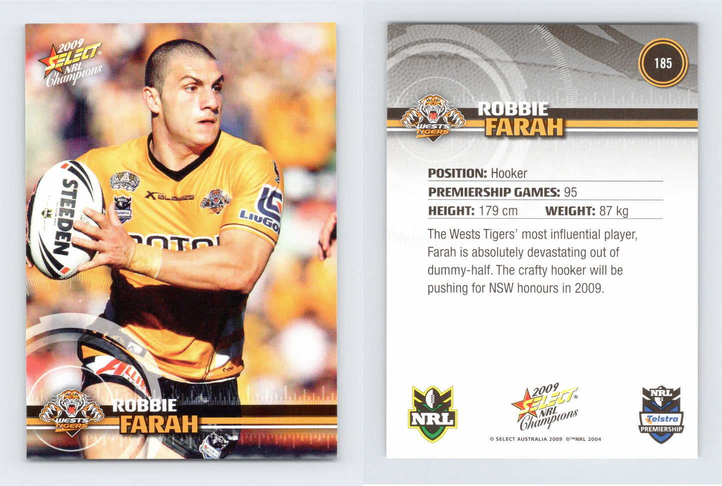 #185 ROBBIE FARAH 2009 Select NRL Champions