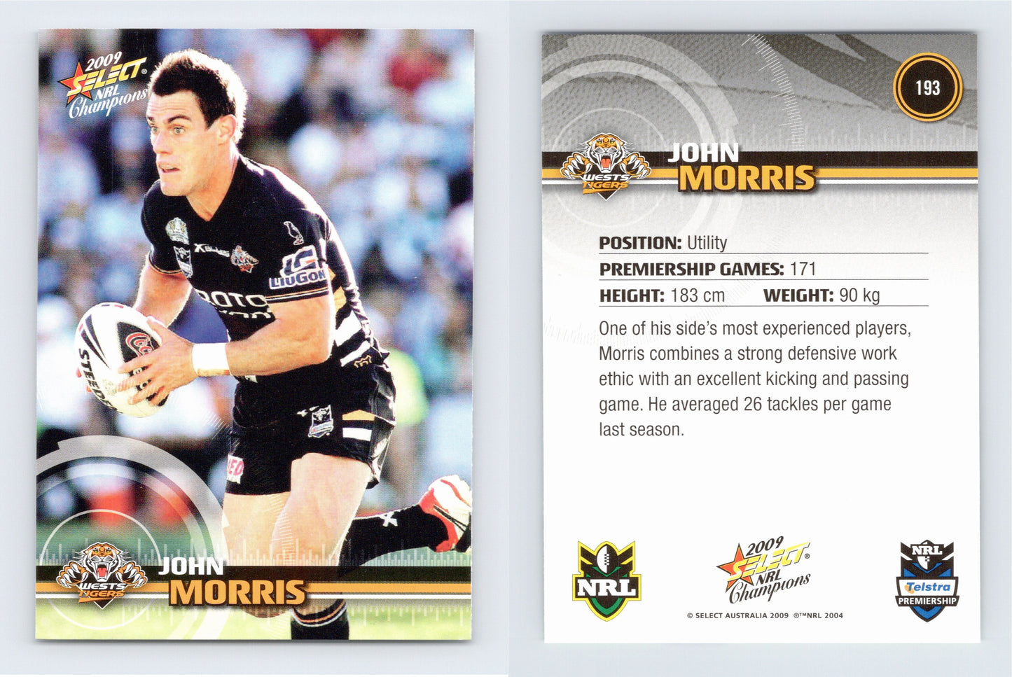 #193 JOHN MORRIS 2009 Select NRL Champions