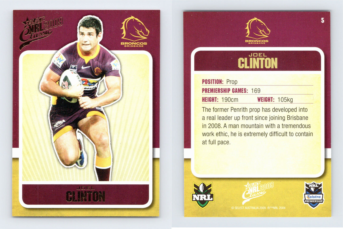 #5 JOEL CLINTON 2009 Select NRL Classic