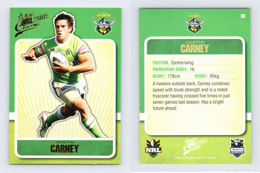 #30 JUSTIN CARNEY 2009 Select NRL Classic