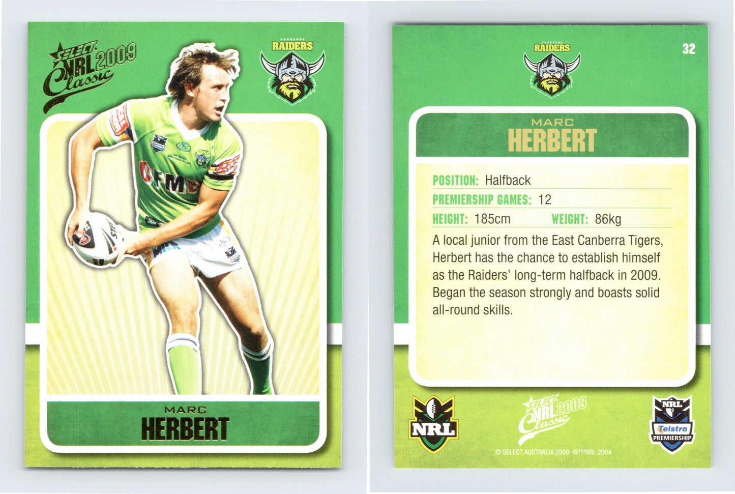 #32 MARC HERBERT 2009 Select NRL Classic