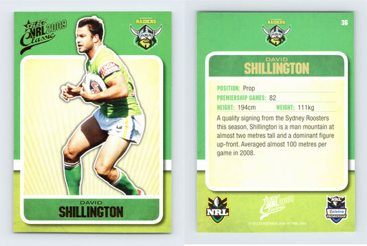 #36 DAVID SHILLINGTON 2009 Select NRL Classic