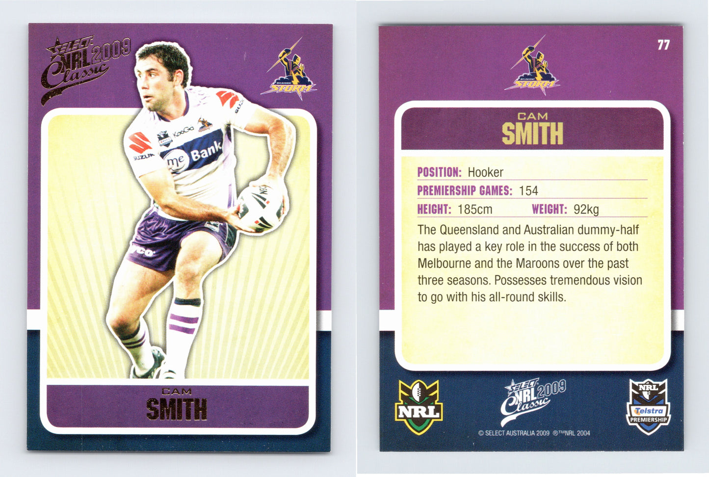 #77 CAM SMITH 2009 Select NRL Classic