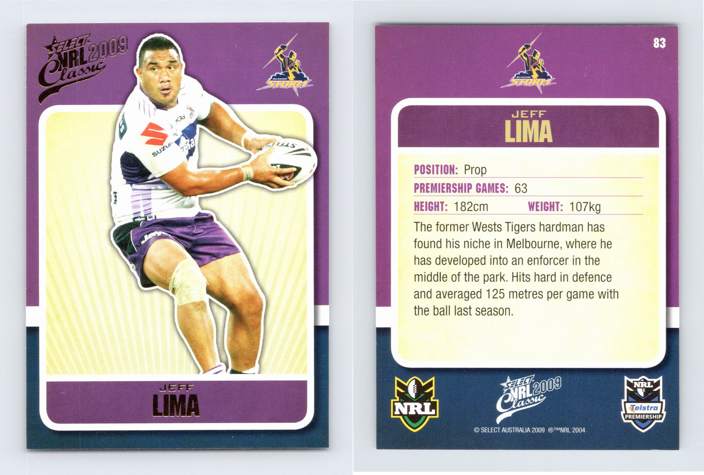 #83 JEFF LIMA 2009 Select NRL Classic