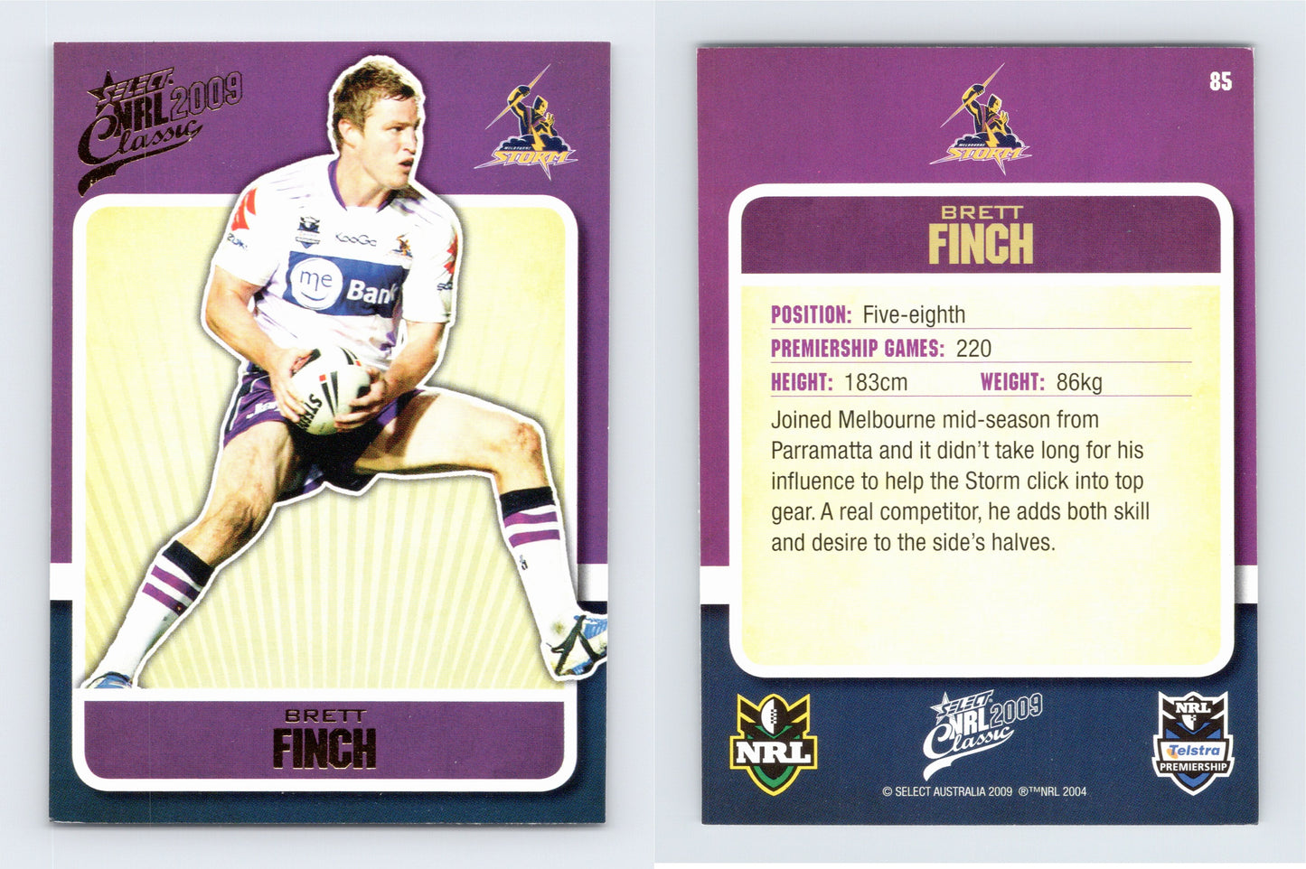 #85 BRETT FINCH 2009 Select NRL Classic