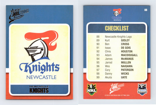 #88 NEWCASTLE KNIGHTS LOGO 2009 Select NRL Classic