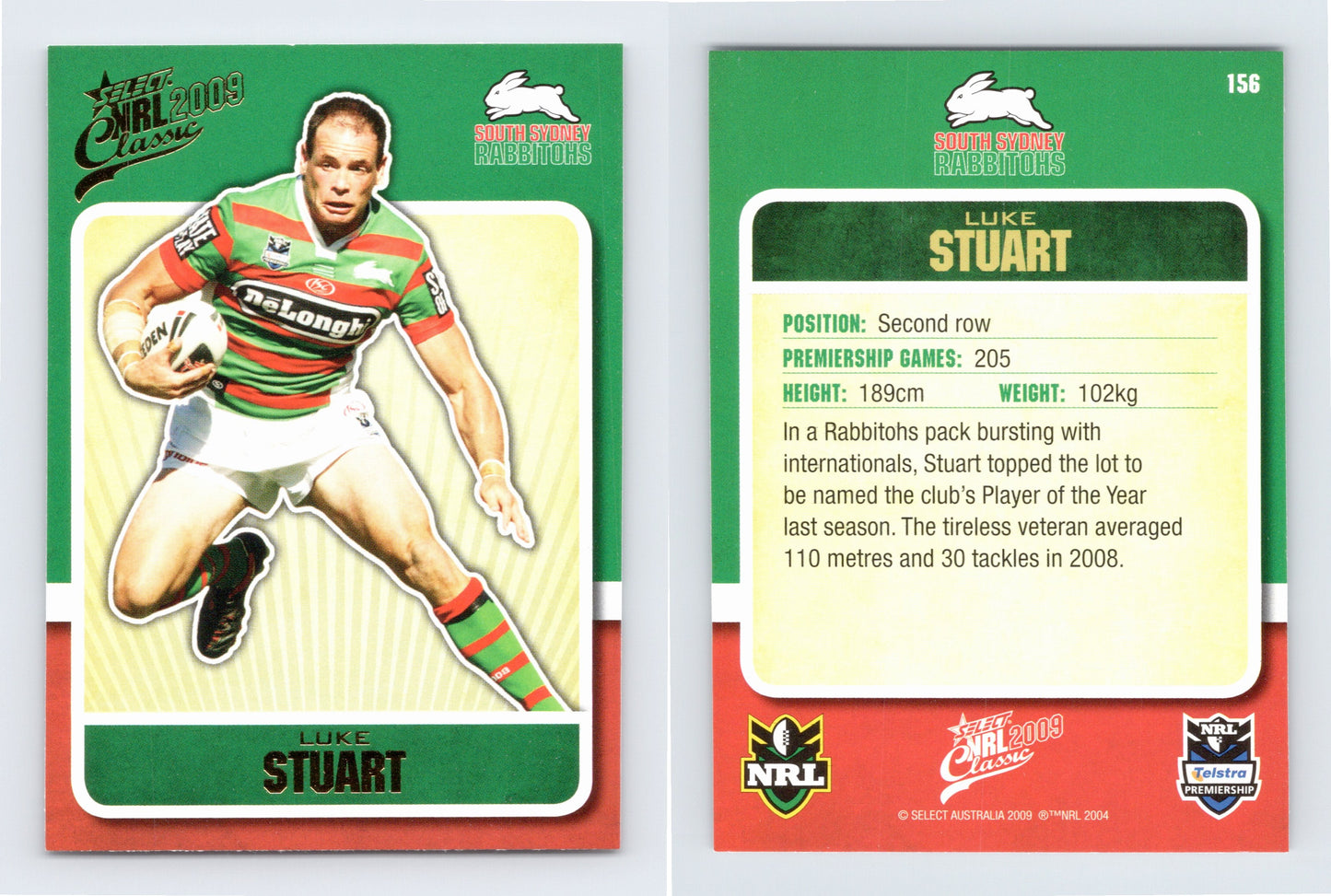 #156 LUKE STUART 2009 Select NRL Classic