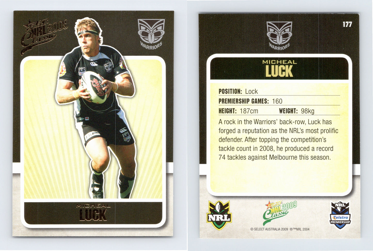 #177 MICHEAL LUCK 2009 Select NRL Classic
