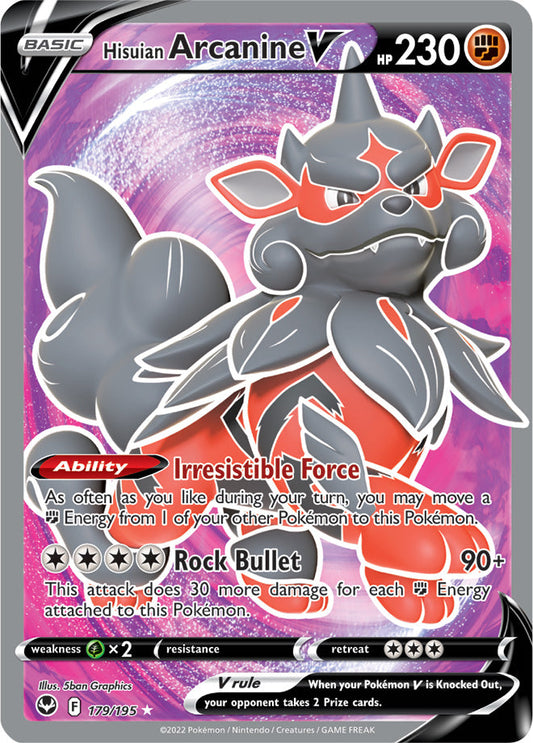 Hisuian Arcanine V (Full Art) 179/195 Silver Tempest