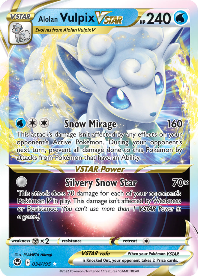 Alolan Vulpix VSTAR 034/195 Silver Tempest